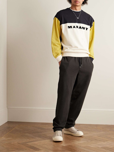 Isabel Marant Aftone Colour-Block Logo-Flocked Cotton-Piqué Sweatshirt outlook