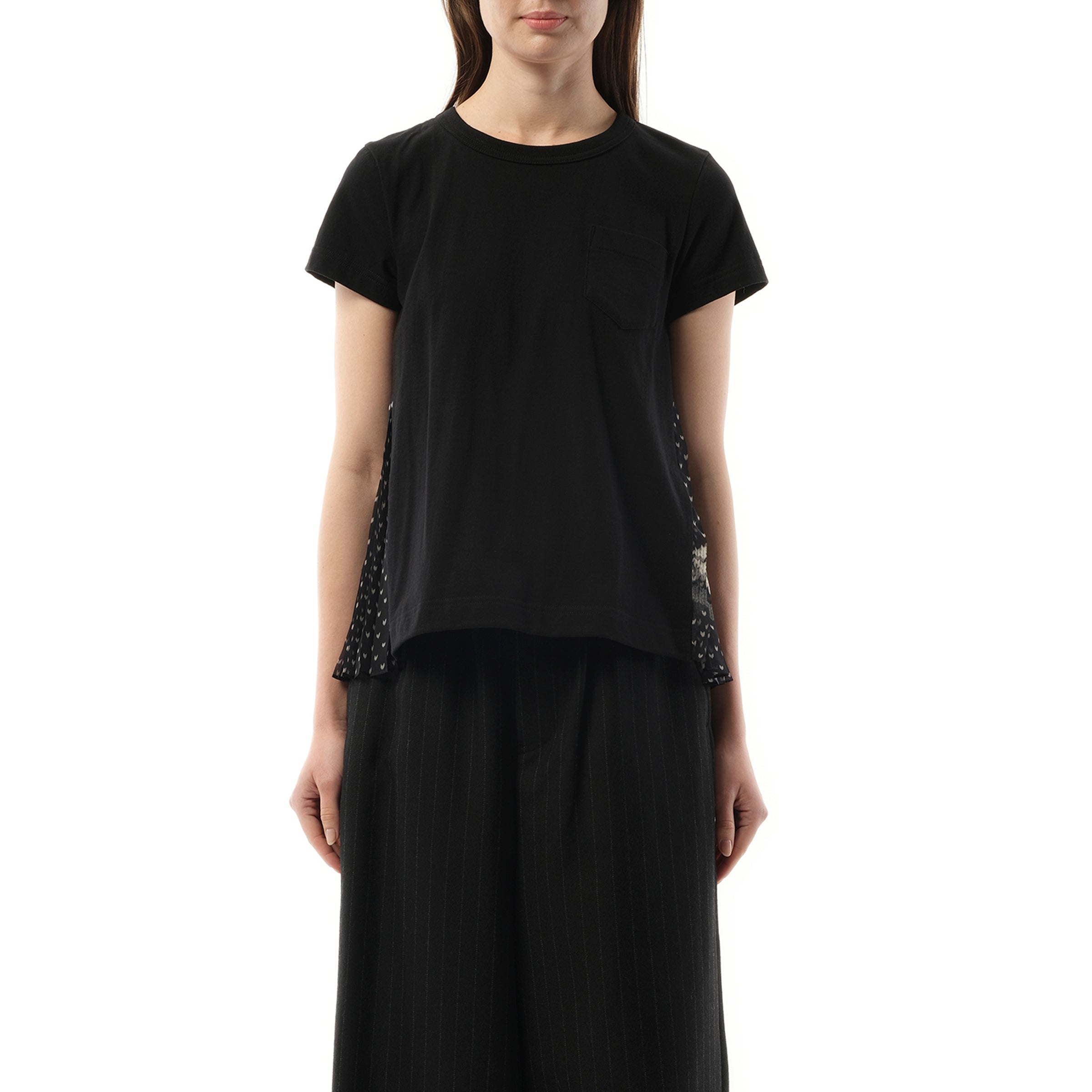 sacai Pattern Knit Print Cotton Jersey T-Shirt in Black  