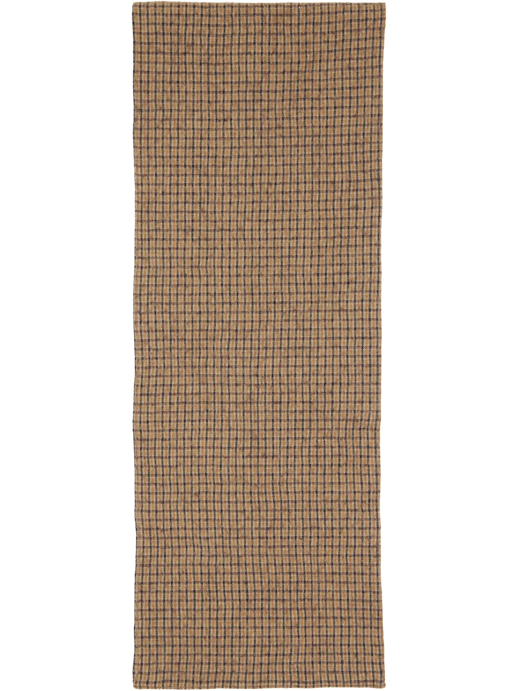 Brown Check Cotton/Wool Twill Scarf - 1
