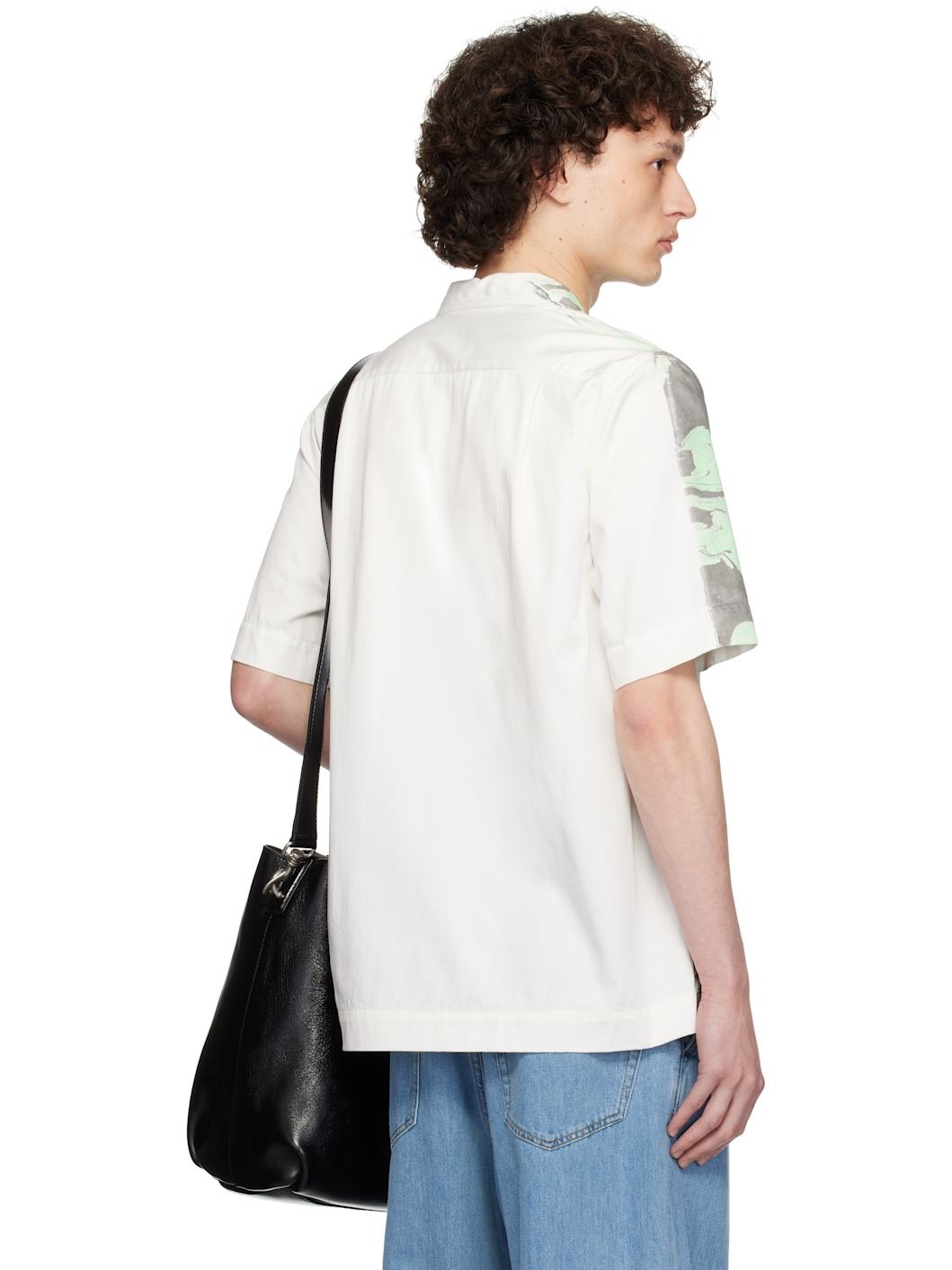 Green & White Hand-Dyed Floral Shirt - 3