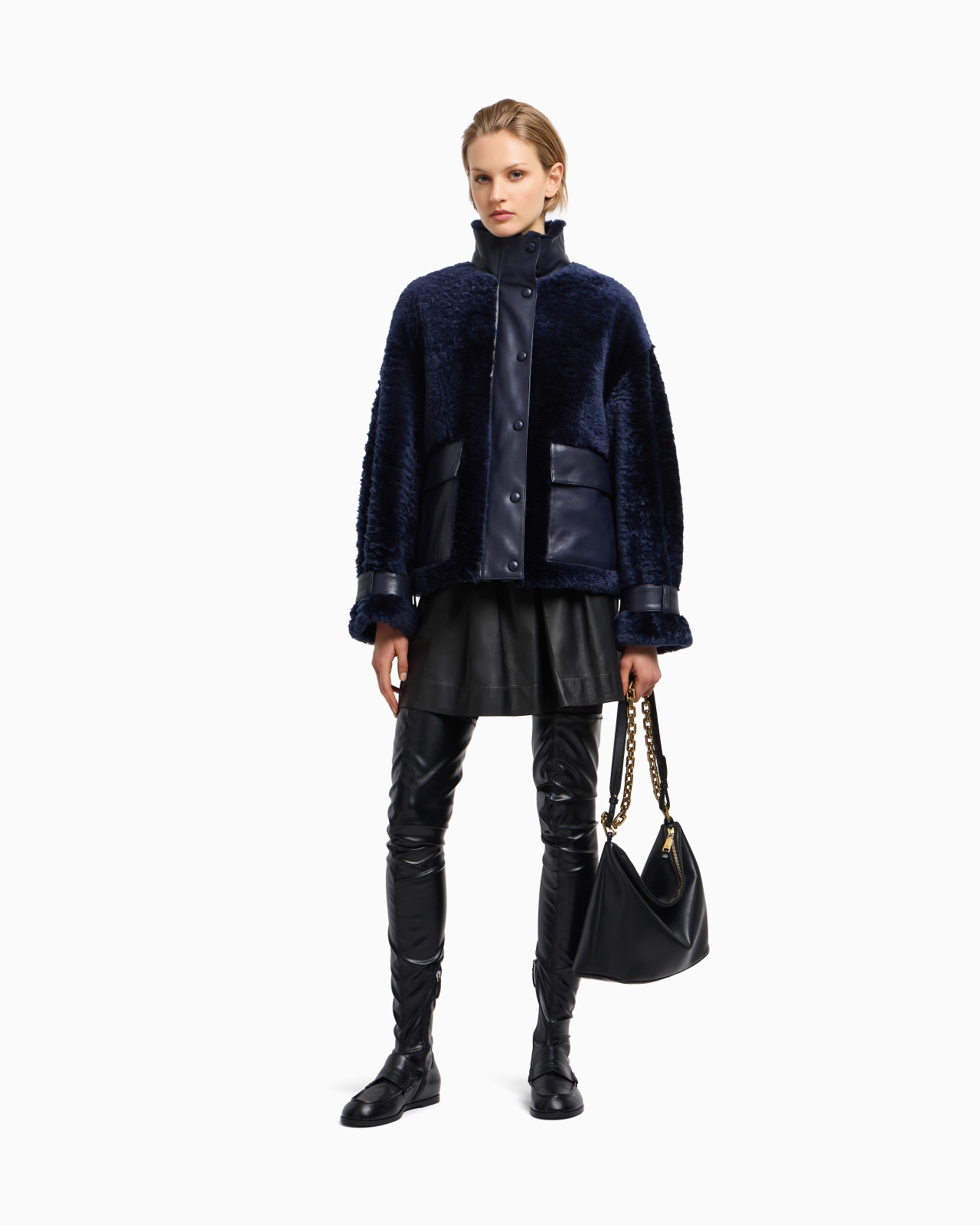 NAPPA LAMBSKIN SKIRT WITH GODET PLEAT - 2