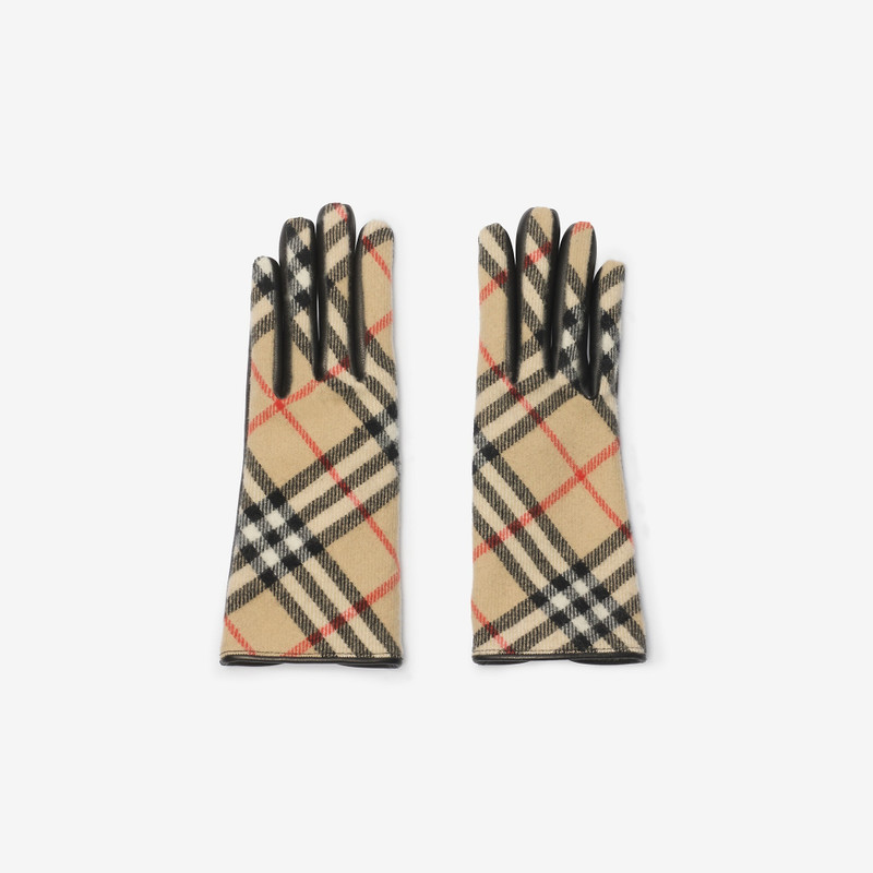 Check Wool Cashmere Gloves 1