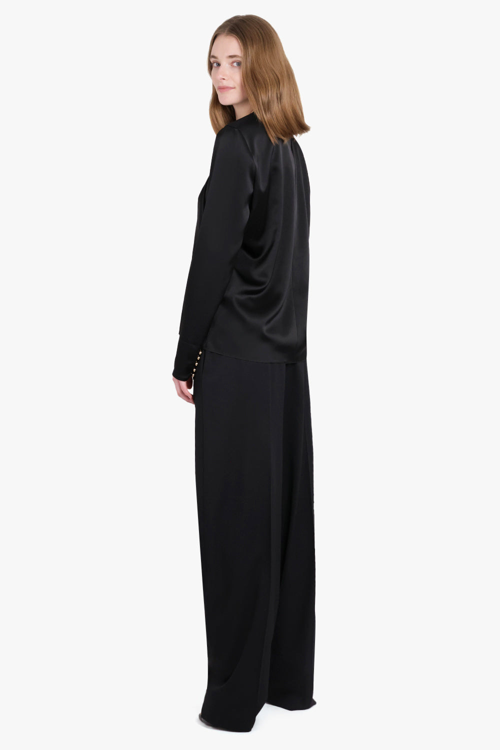 DRAPED LONG SLEEVE TOP | BLACK - 3