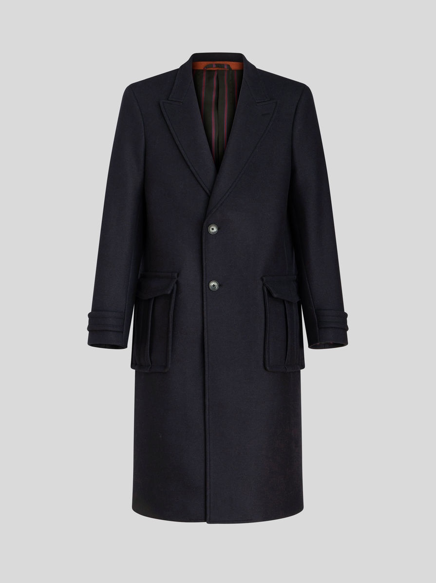 WOOL AND CASHMERE COAT WITH LOGO ON REAR - 1