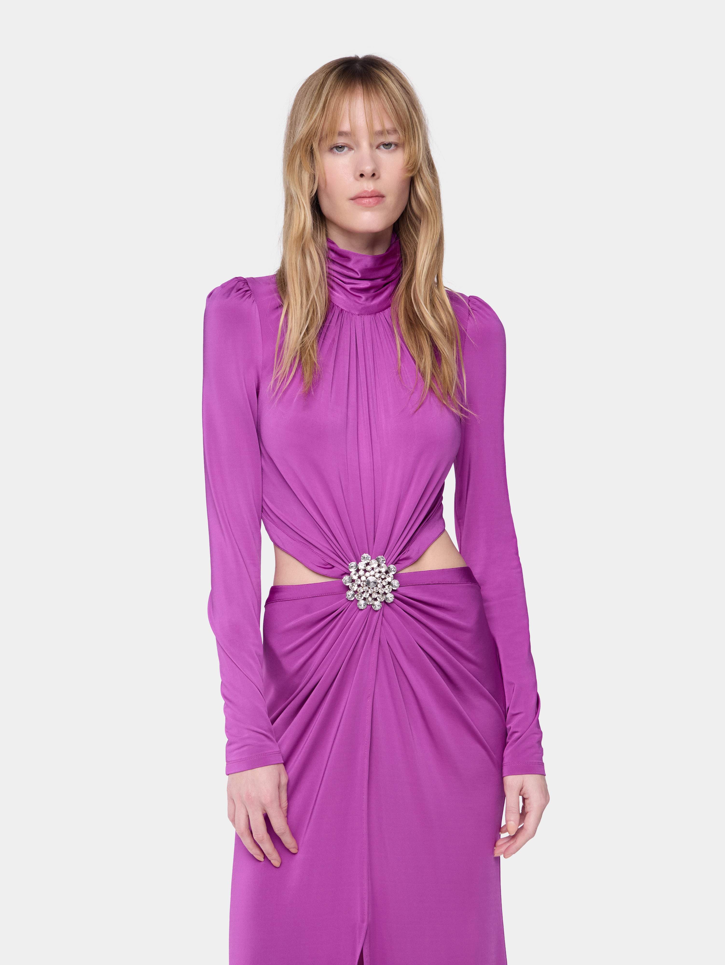 FUCHSIA LONG DRESS IN JERSEY - 2