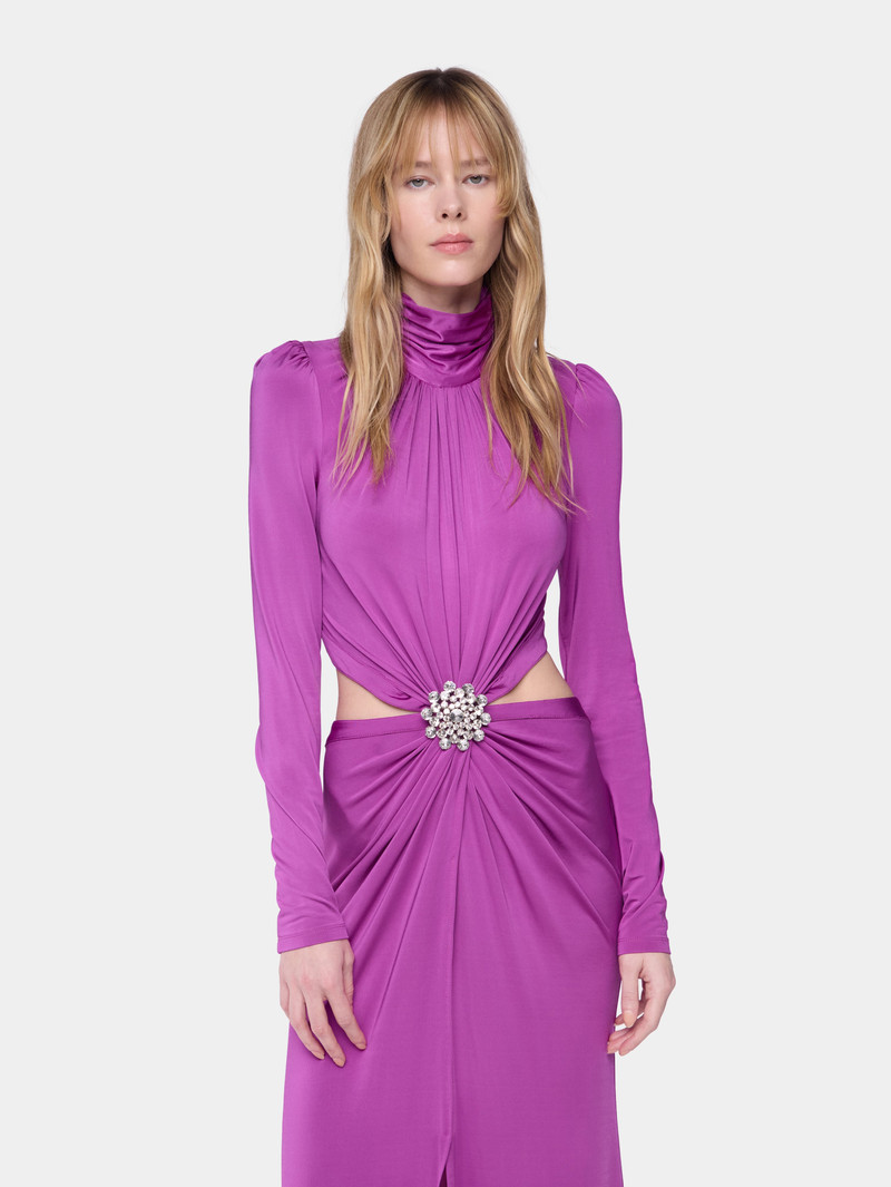 rabanne FUCHSIA LONG DRESS IN JERSEY outlook