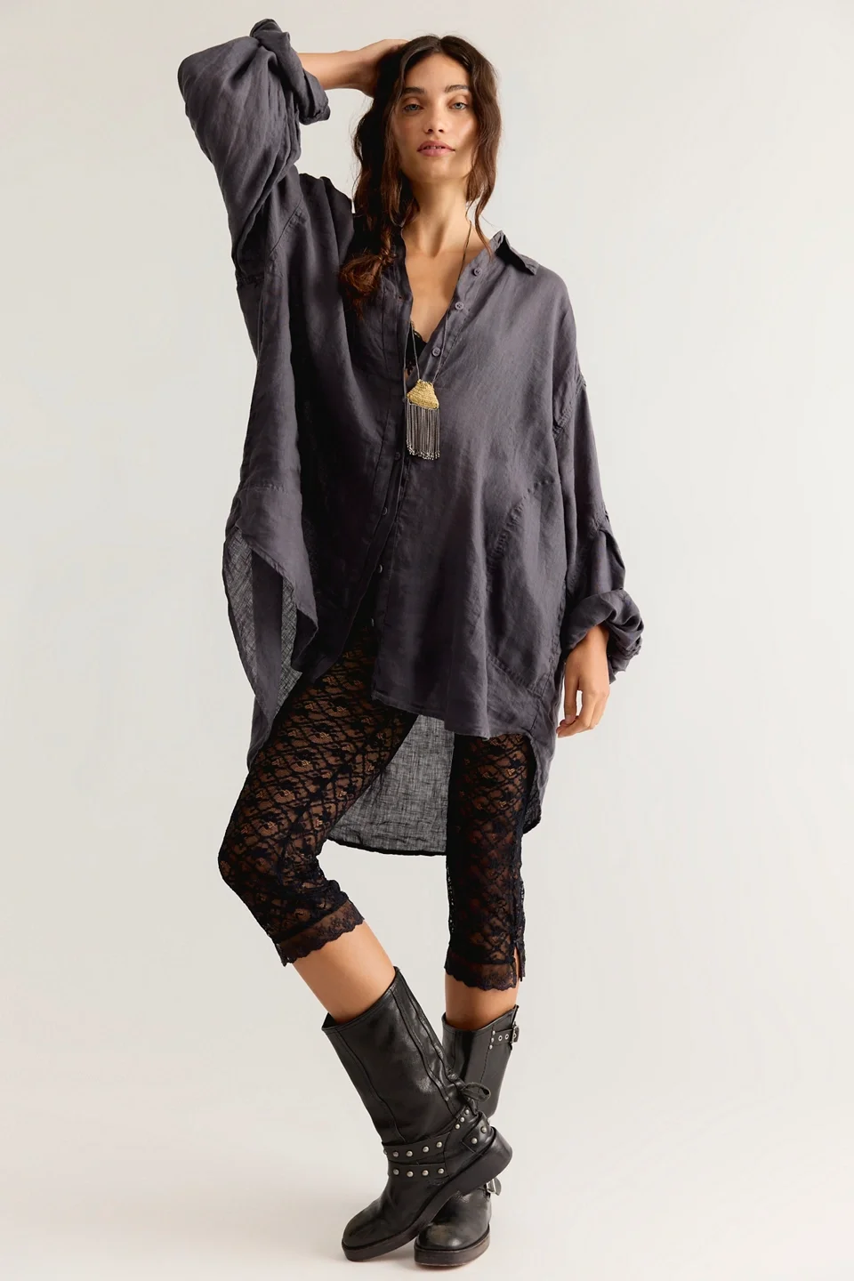 Selene Button Down Linen Shirt - 1