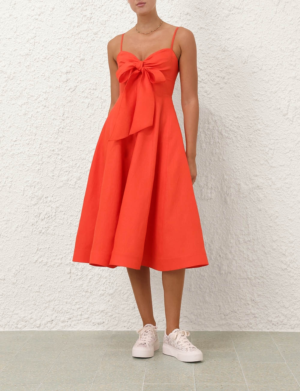 CRUSH TIE FRONT MIDI DRESS - 7
