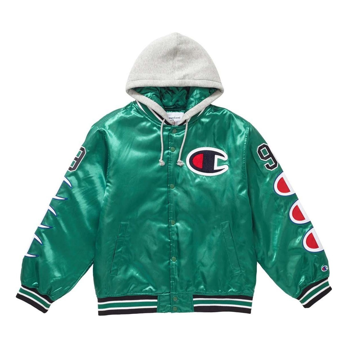 Supreme Champion Hooded Satin Varsity Jacket 'Kelly Green' SUP-FW18-556 - 1