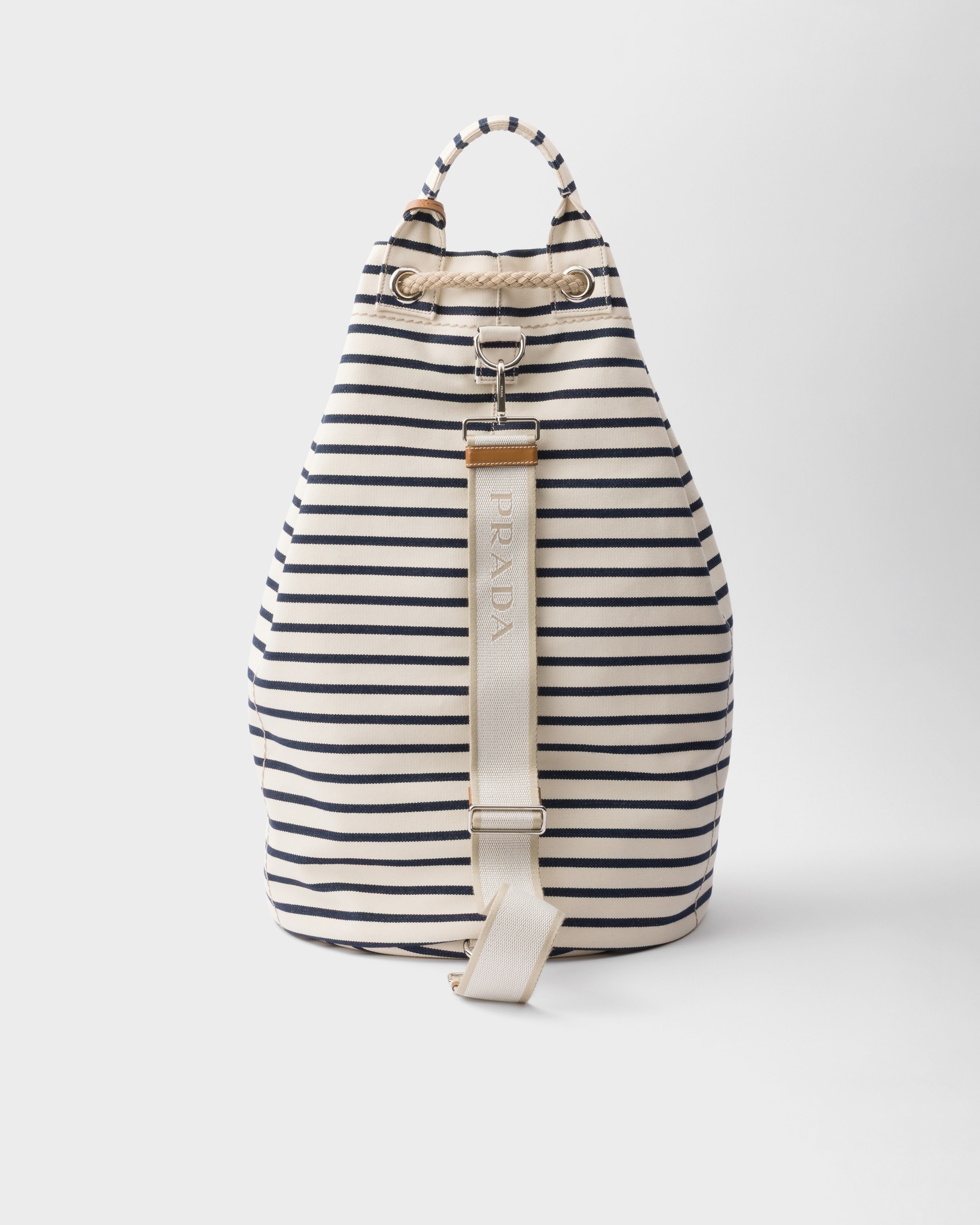 Striped canvas drawstring duffel bag - 4