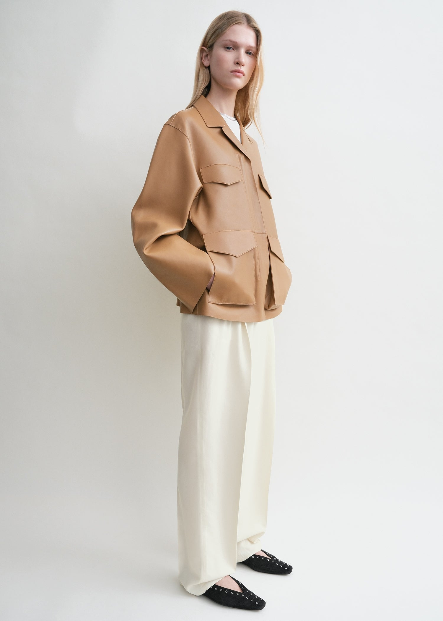 Army leather jacket camel - 3