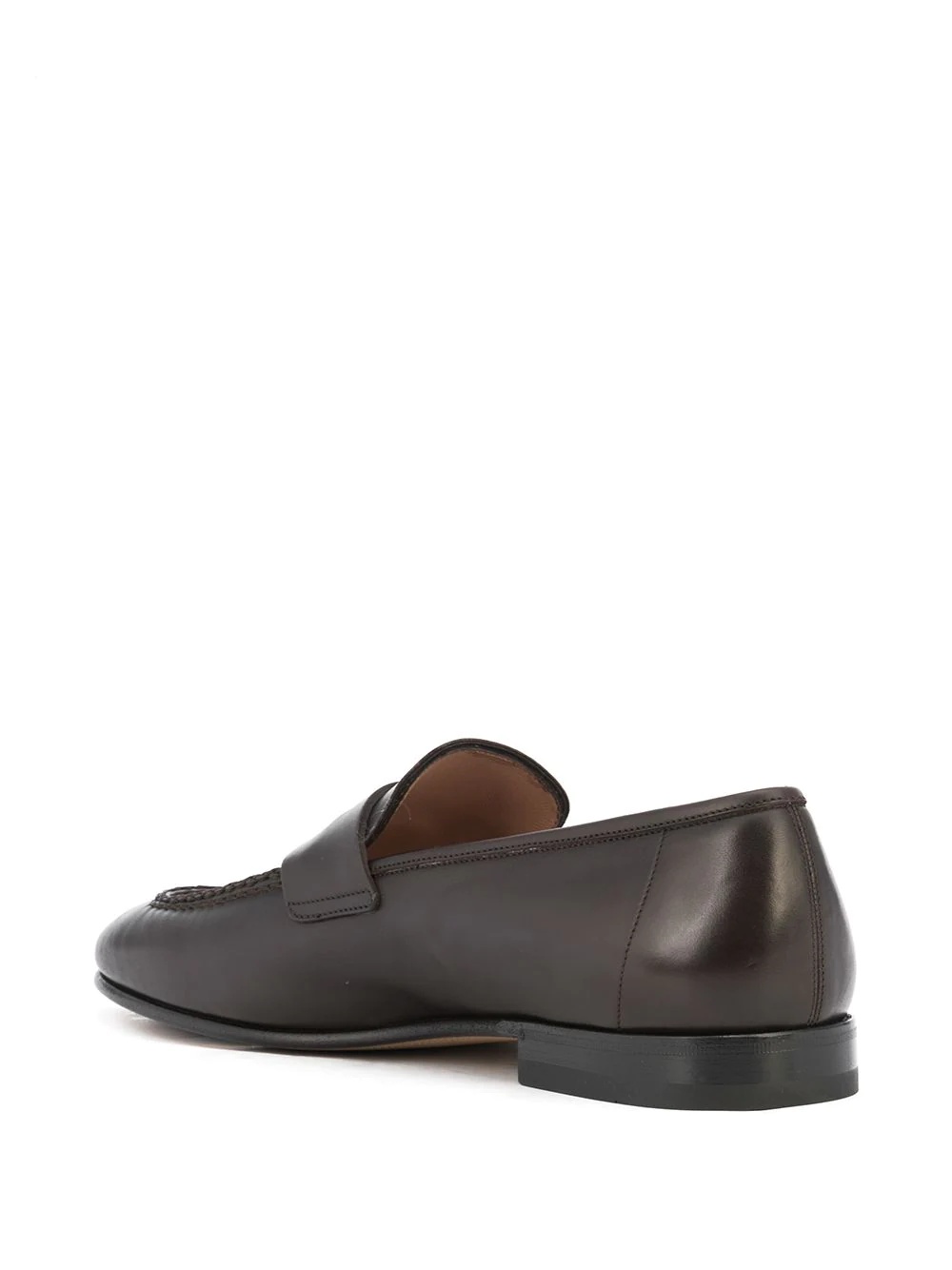 logo-plaque leather loafer - 3