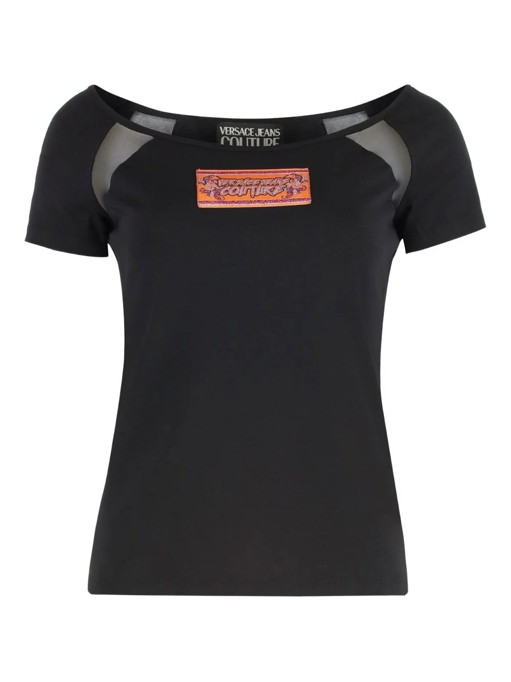 mesh-panel cotton t-shirt - 1