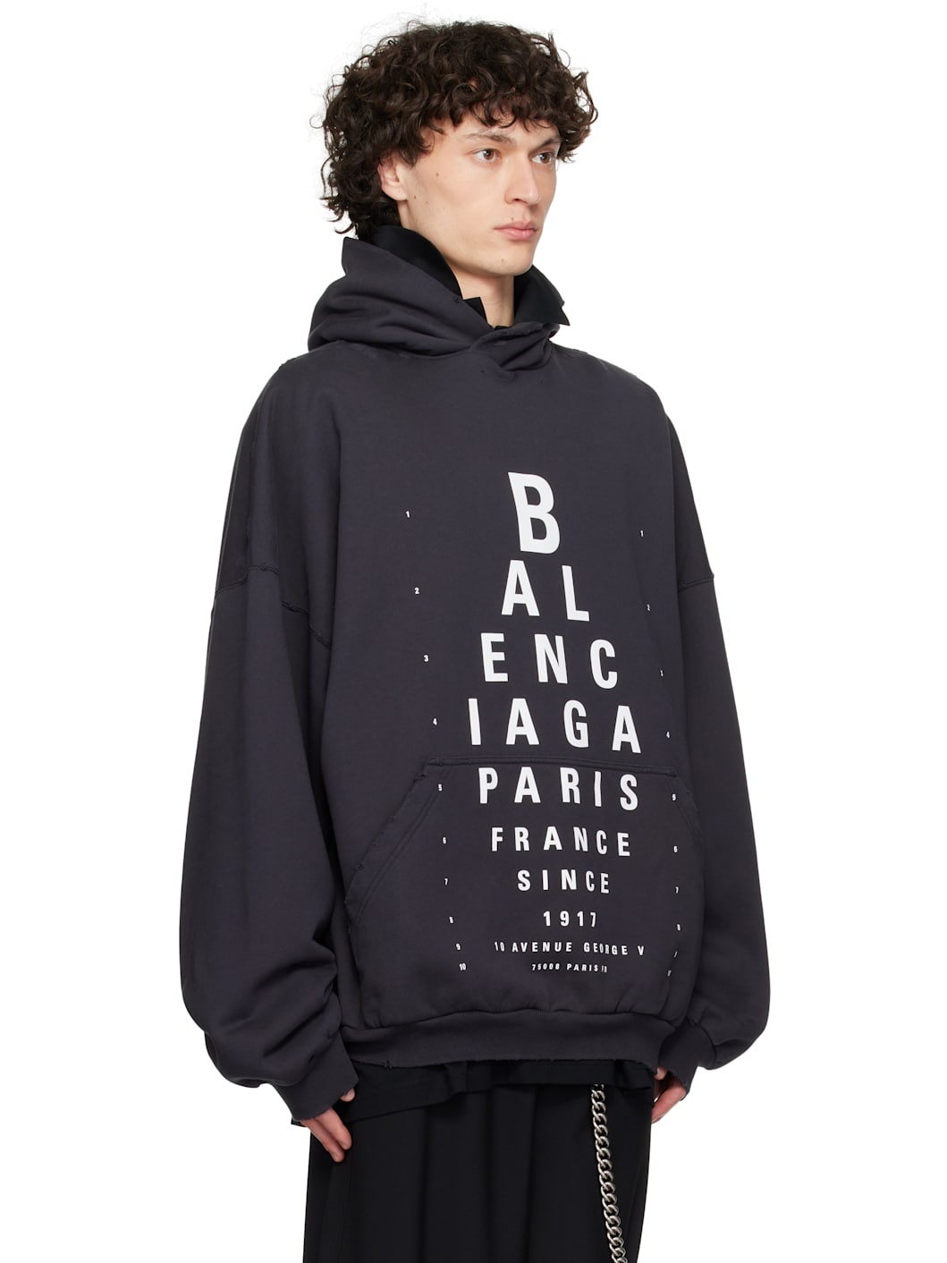 Black Optical Hoodie Large Fit Hoodie - 2