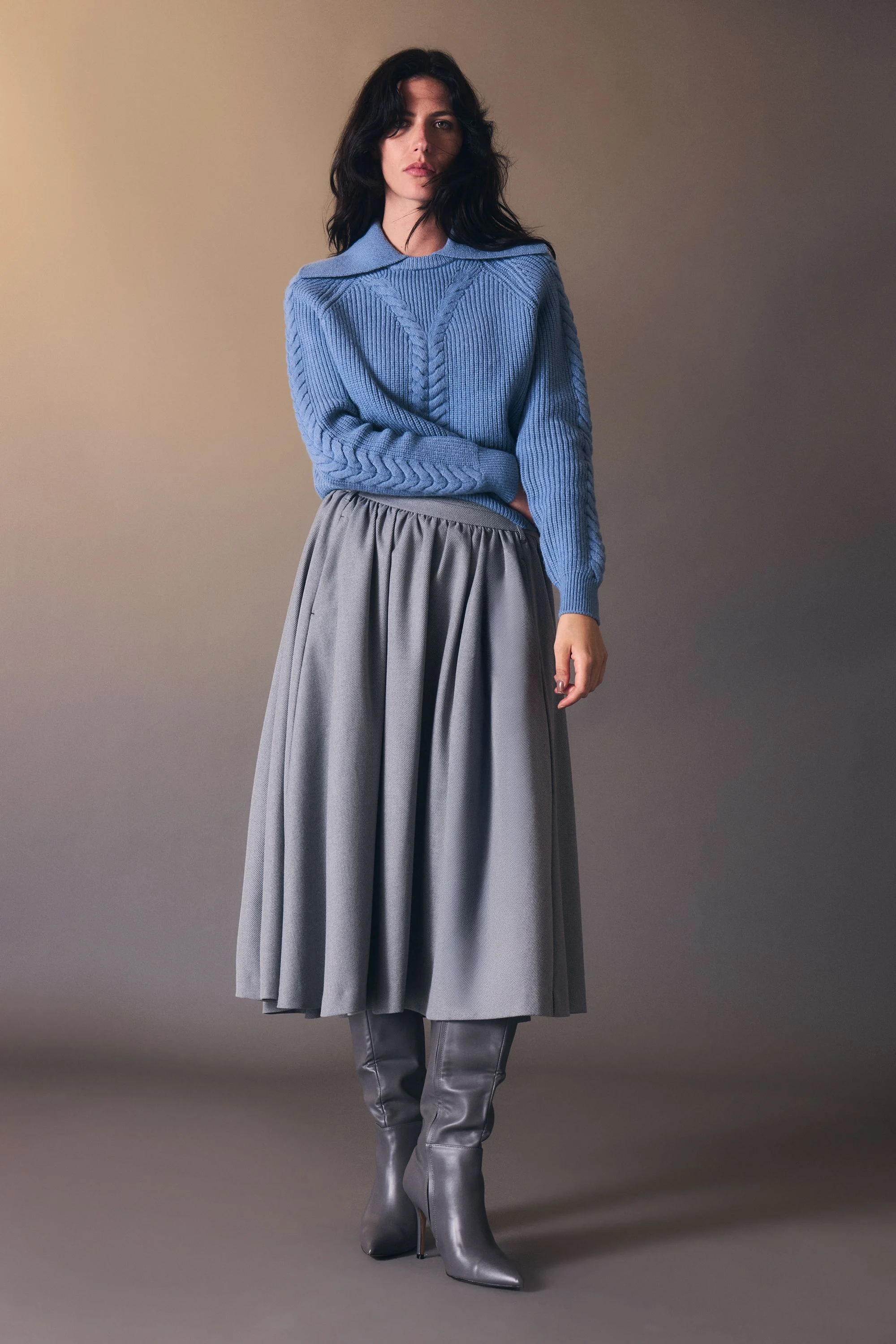 Cable Stitch Fly Collar Jumper - 1