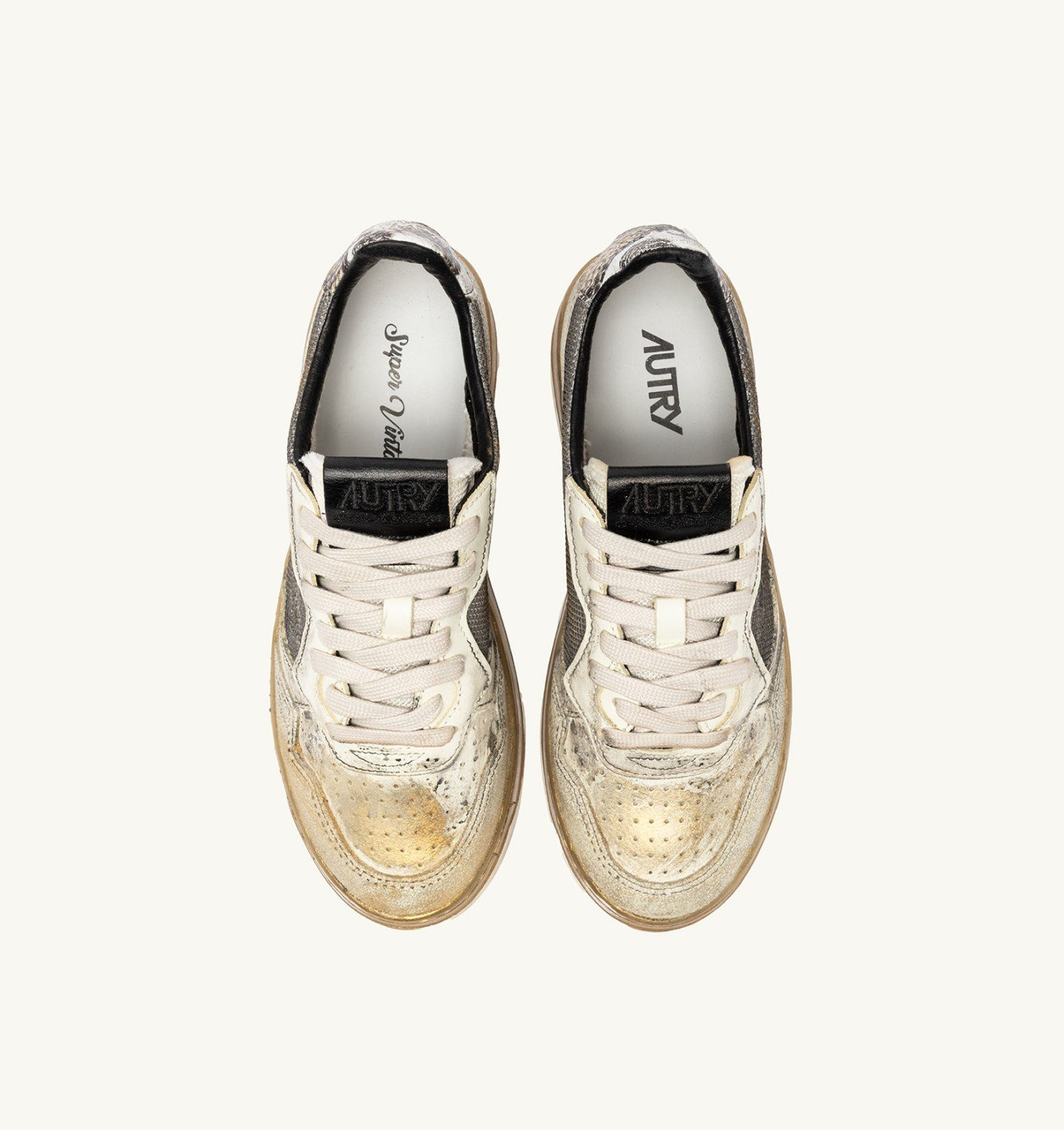 MEDALIST LOW SNEAKERS SUPER VINTAGE IN LEATHER AND MESH COLOR GRAY WHITE AND GOLD - 6