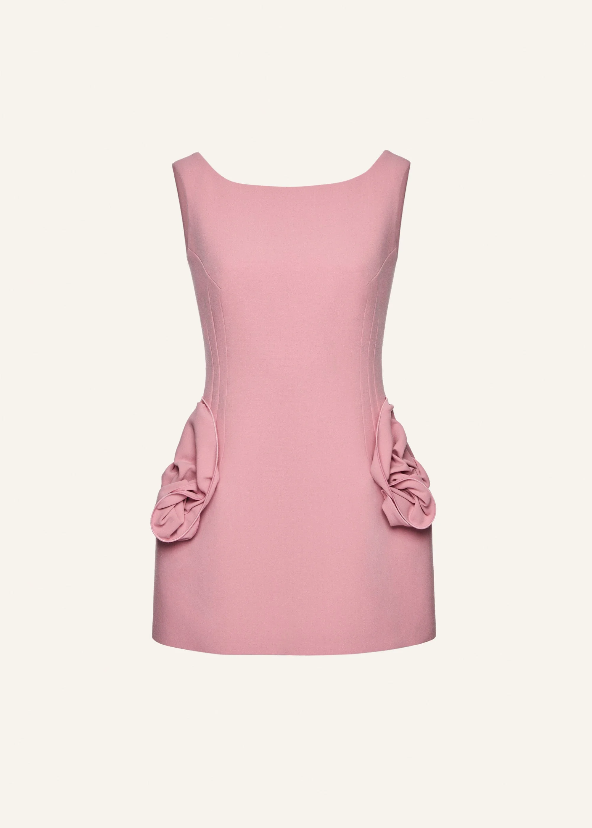 Rose hip wool mini dress in pink - 1