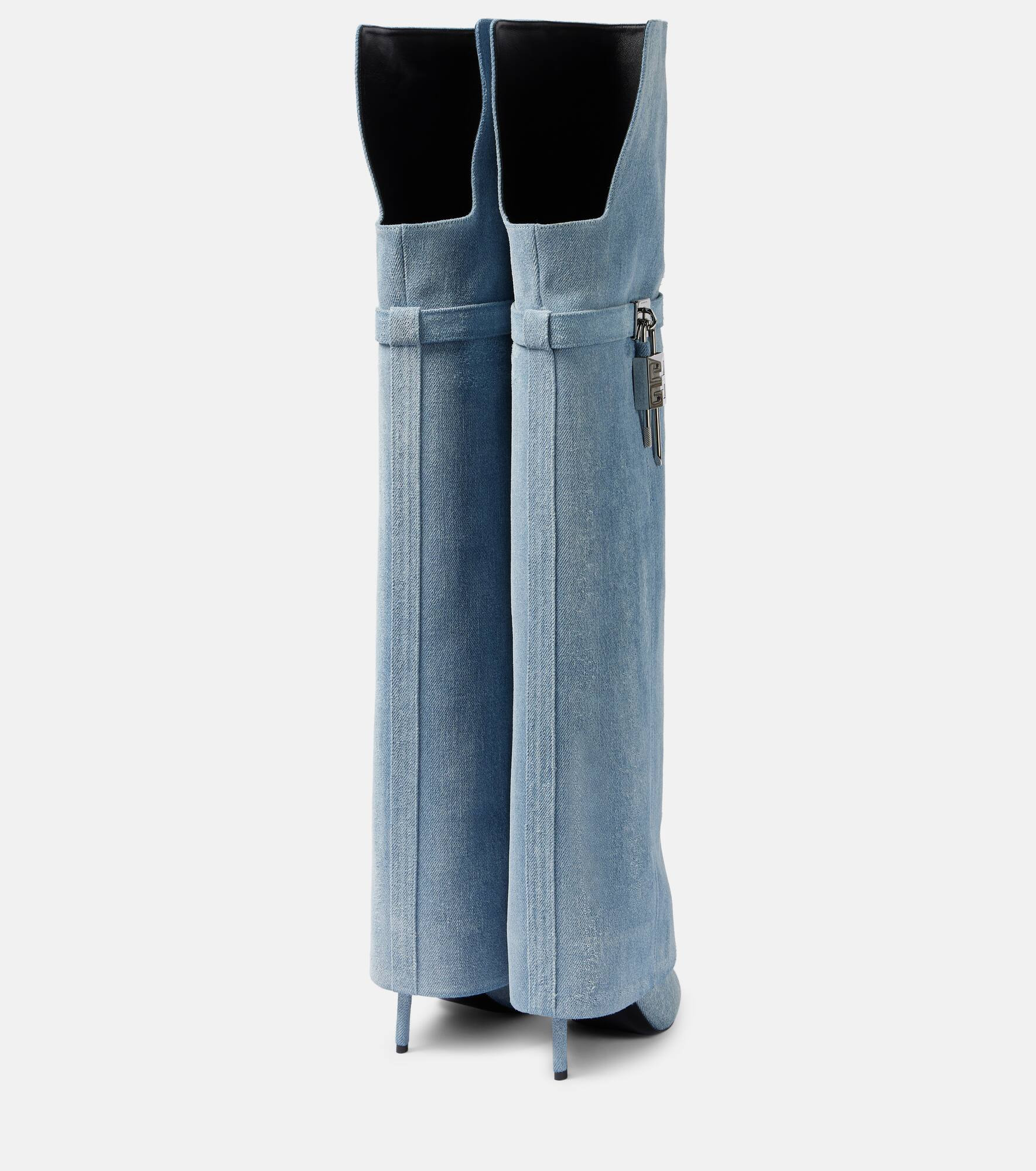 Shark Lock denim over-the-knee boots - 2