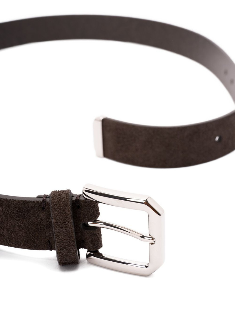 Brunello Cucinelli silver-buckle leather belt outlook