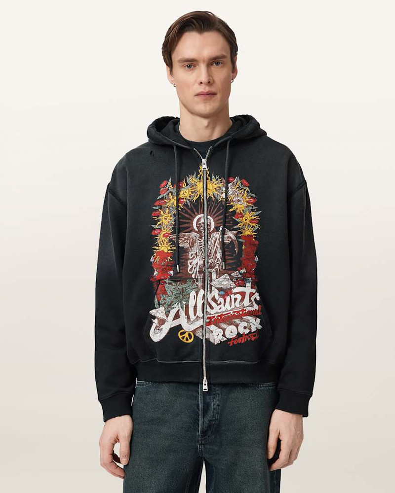 ALLSAINTS ROQUE ZIP UP GRAPHIC HOODIE outlook