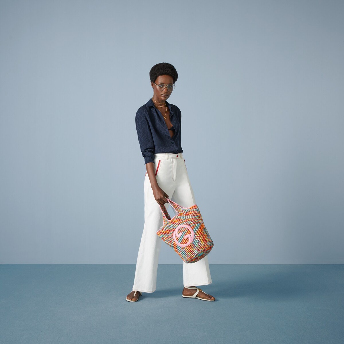 Cotton canvas pant with Interlocking G - 2