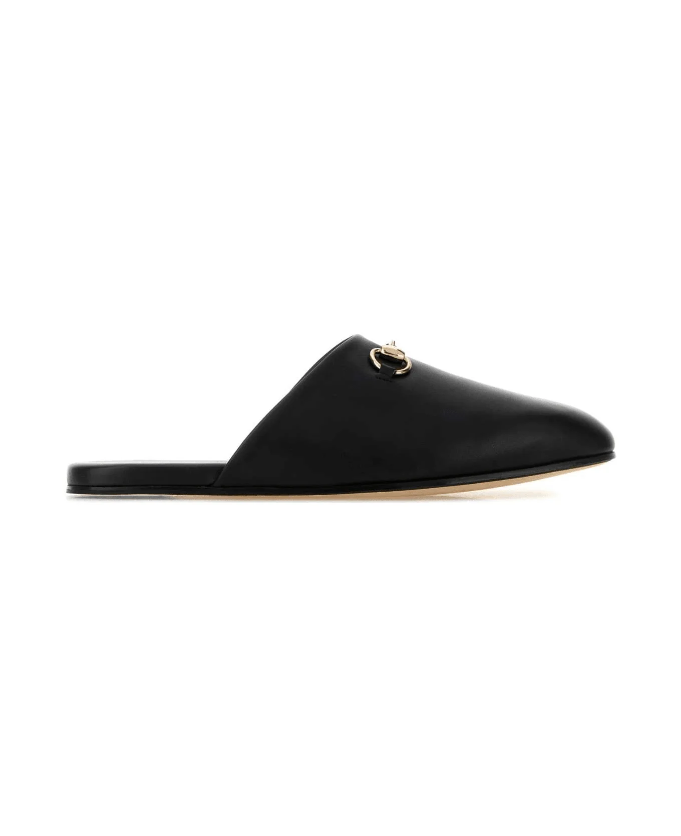 Black Nappa Leather Slippers - 1