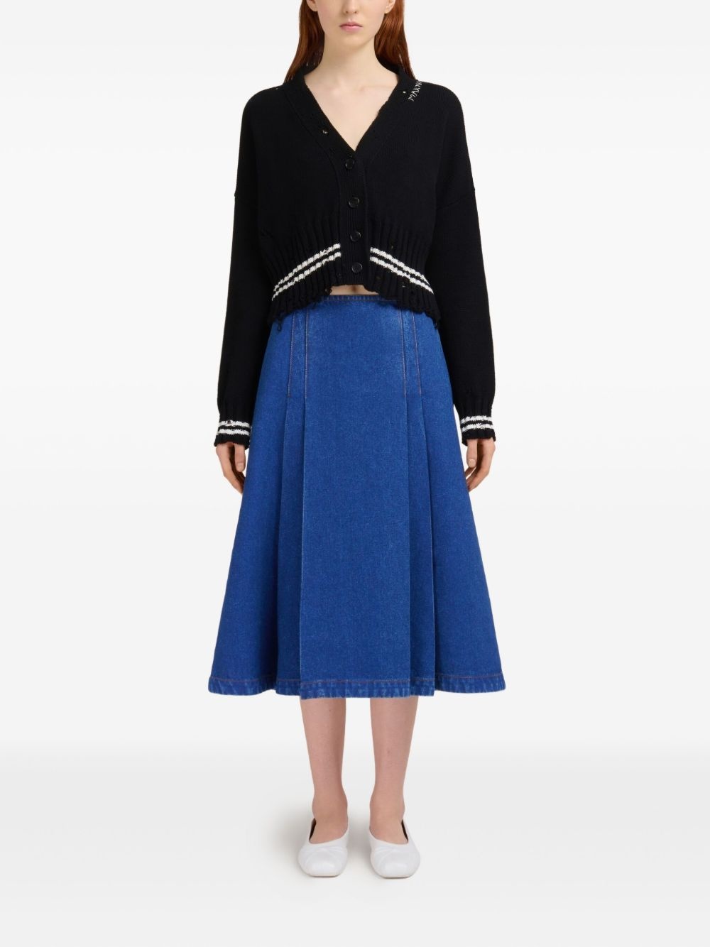 pleate-detailed denim skirt - 2