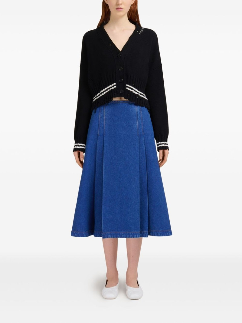 Marni pleate-detailed denim skirt outlook