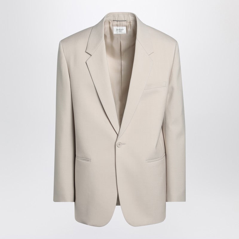 Saint Laurent Light beige single-breasted wool jacket - 1