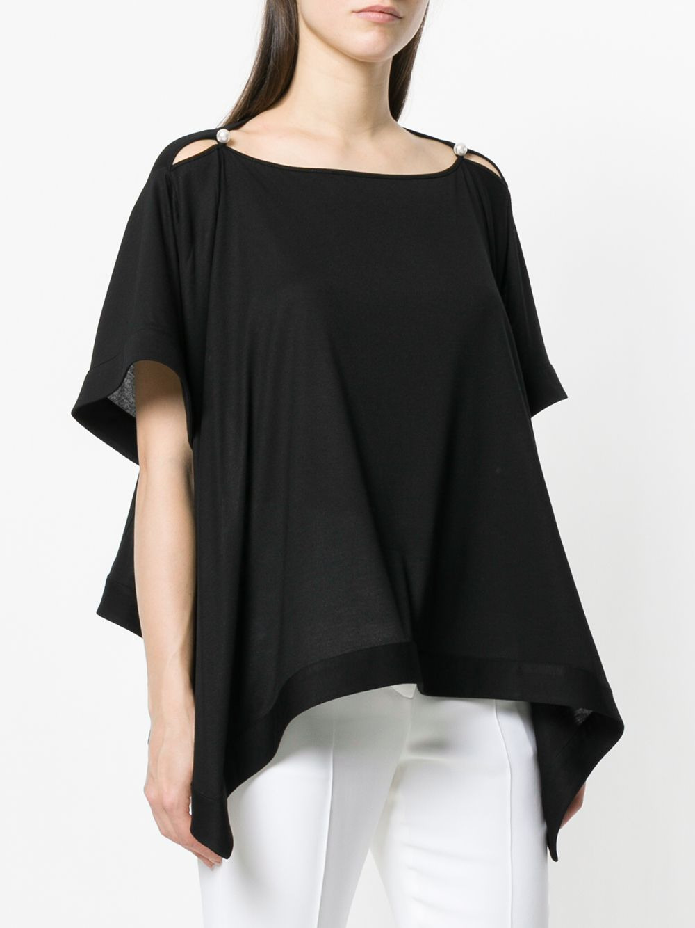 draped hem T-shirt - 3