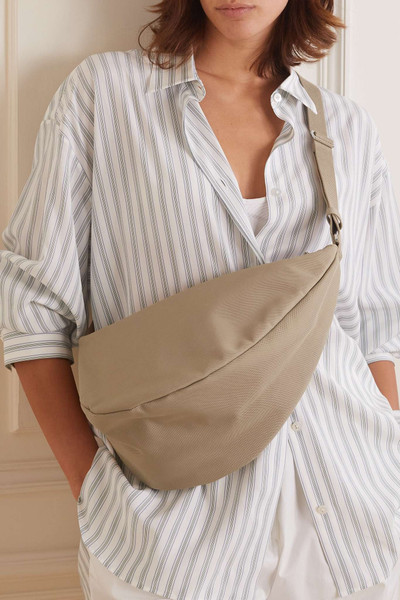 The Row Slouchy Banana Two leather-trimmed canvas shoulder bag outlook