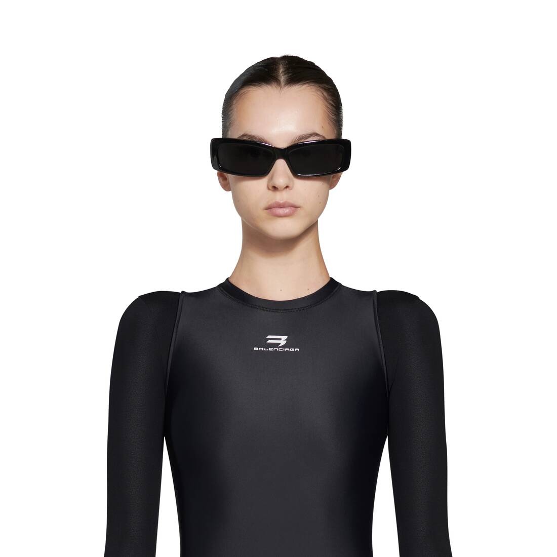 Women's Sporty Tech Racing Swimsuit in Black - 3