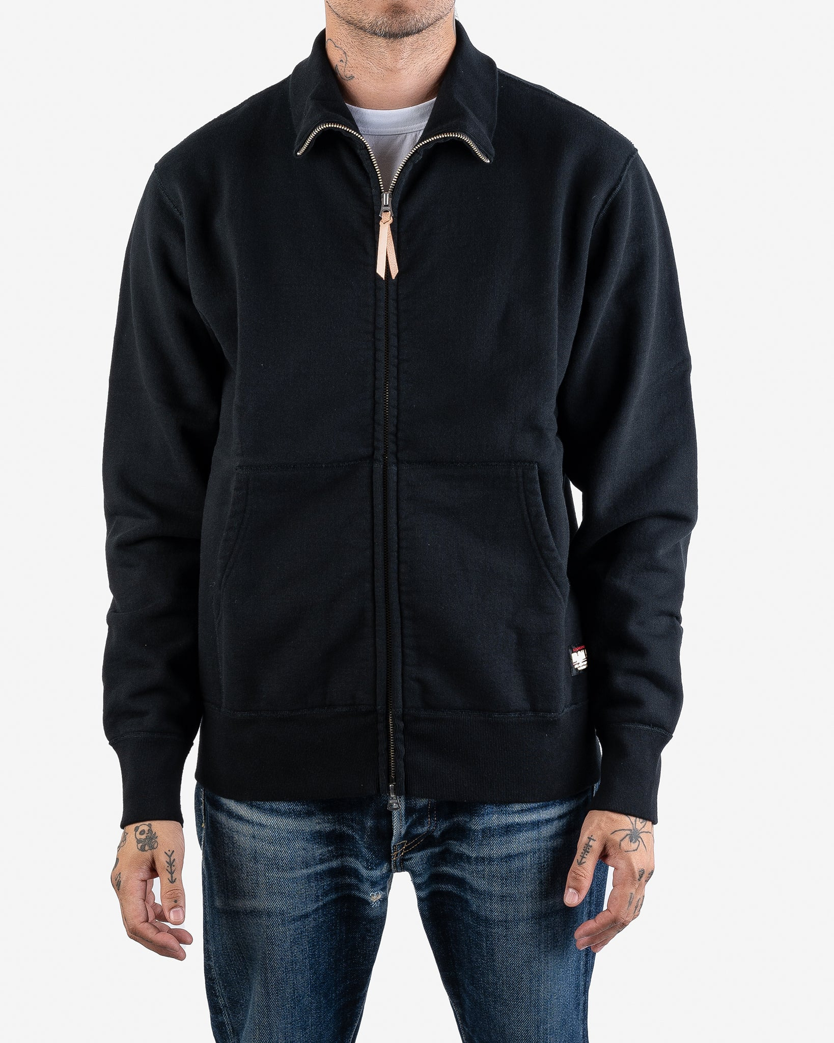 IHSW-11-BLK 14oz Ultra Heavyweight Loopwheel Cotton Zip Up Sweater - Black - 2