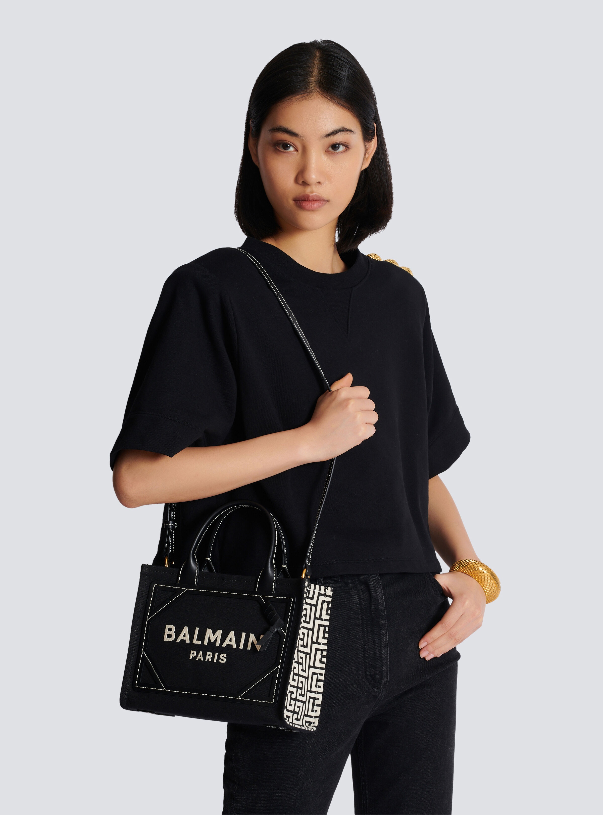 B-Army tote bag in monogrammed canvas and leather - 8