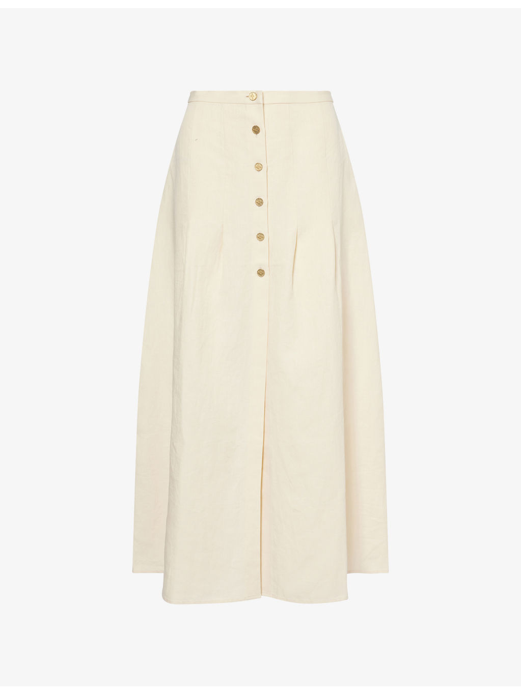 Hadera Pleated Linen Midi Skirt - 1