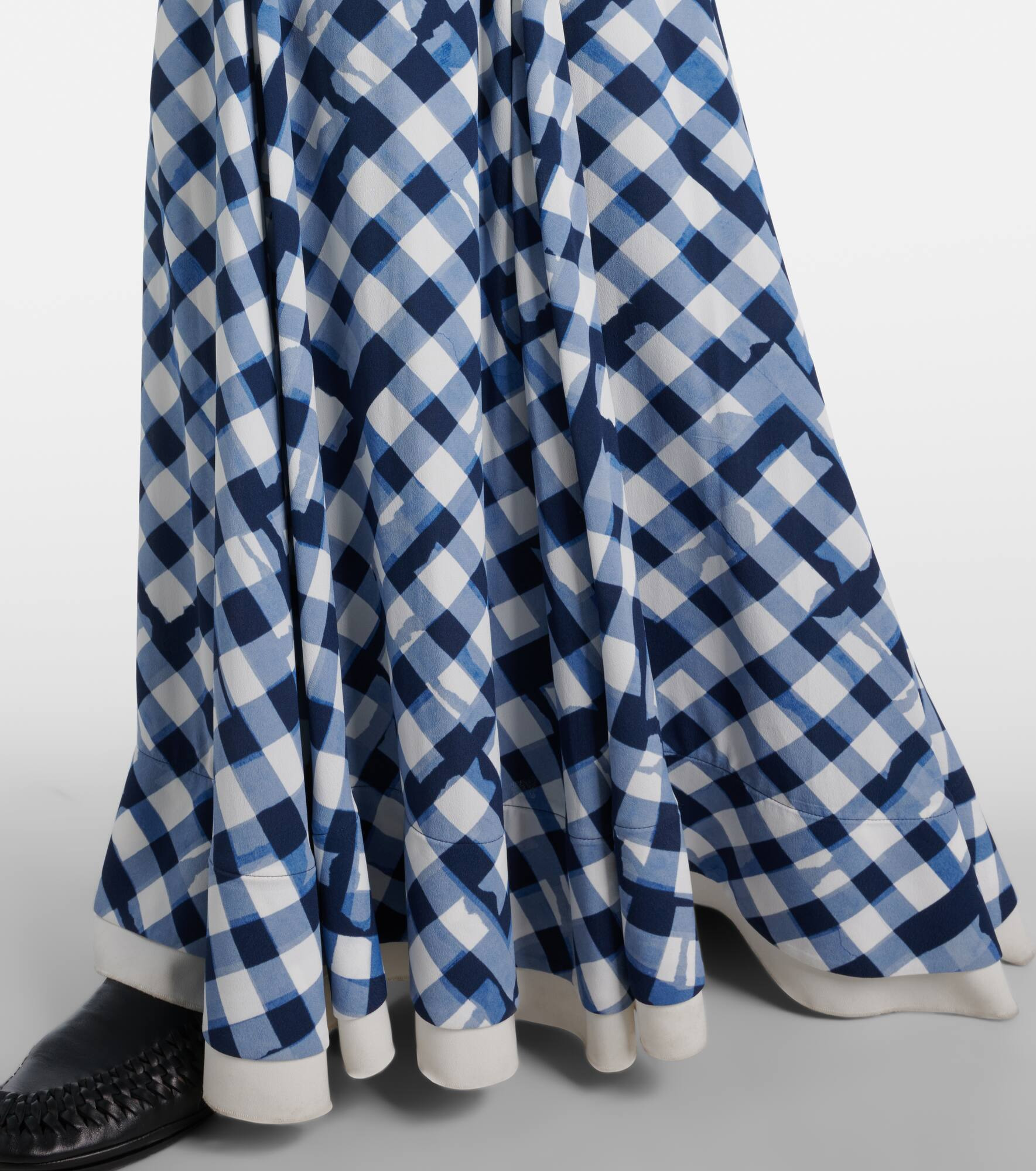 June checked crêpe de chine maxi dress - 5