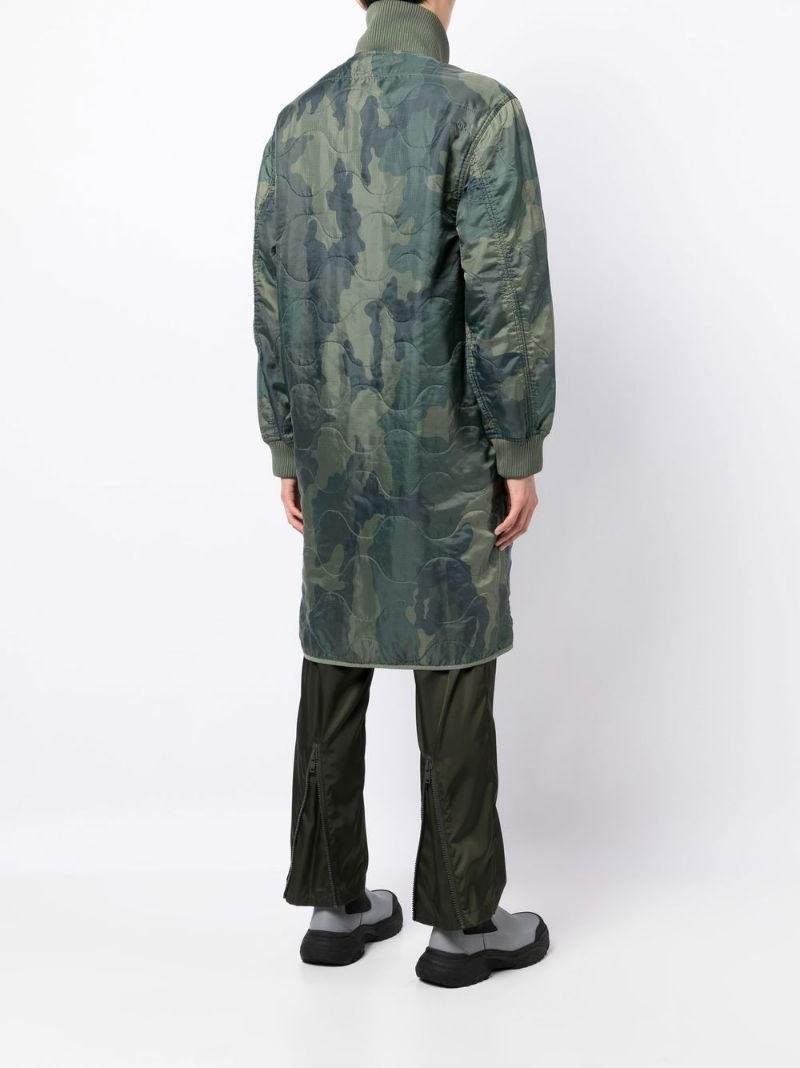 quilted camouflage zip-up coat - 4