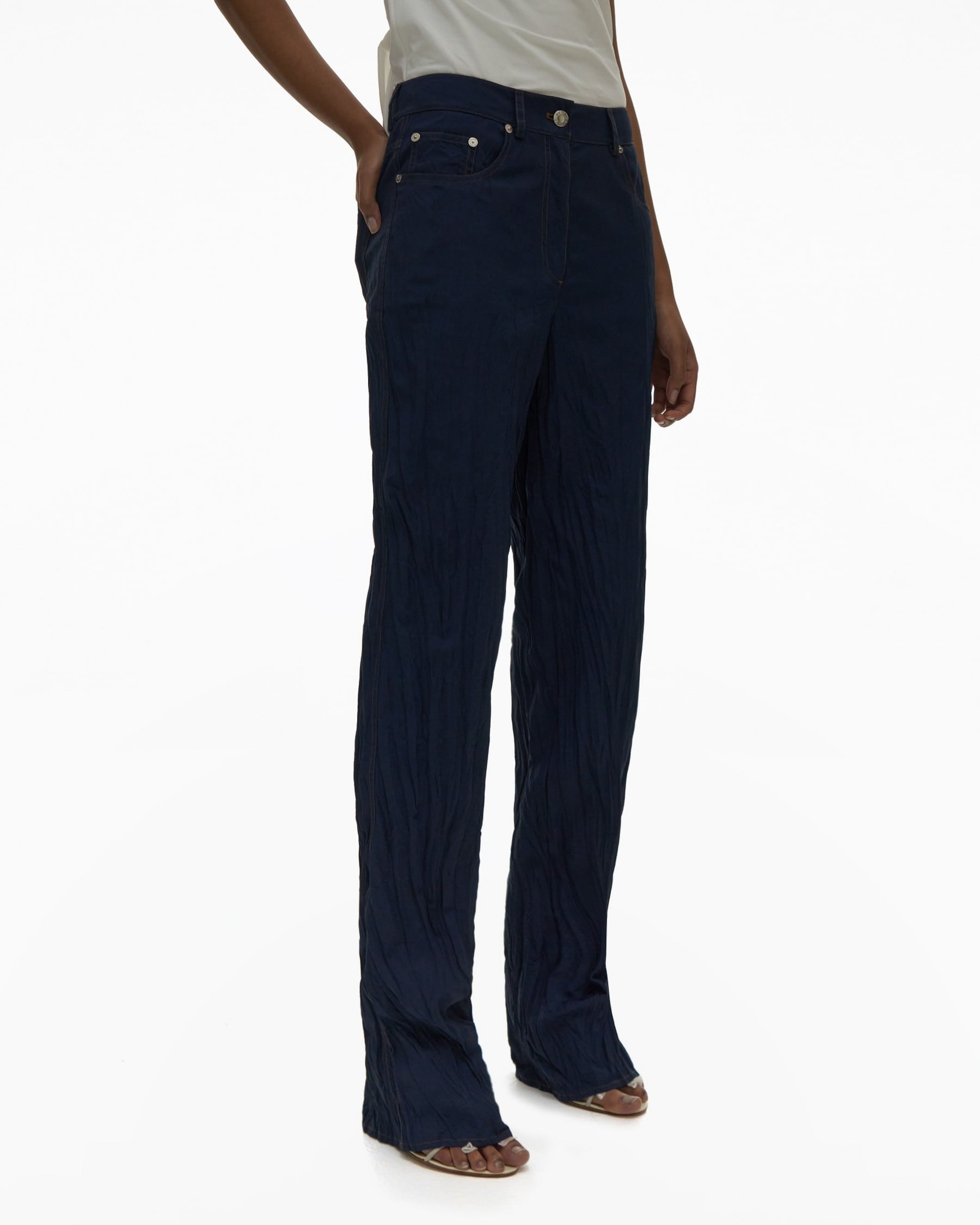 CRINKLED STRAIGHT PANT - 5