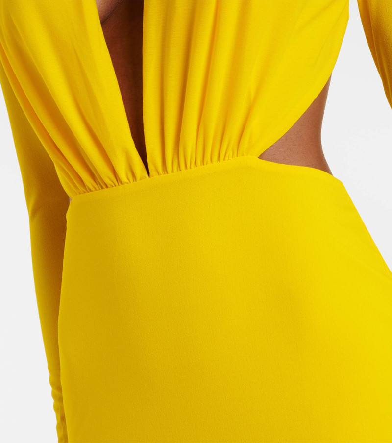 Ruched open-back crêpe jersey gown 6