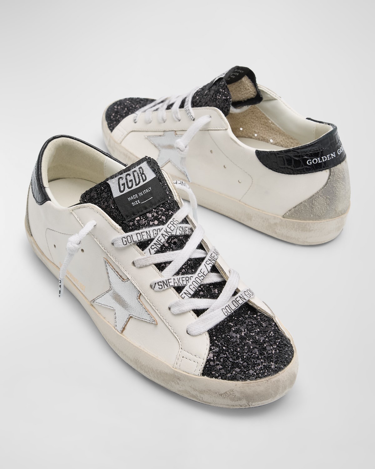 Superstar Glitter Leather Low-Top Sneakers - 8