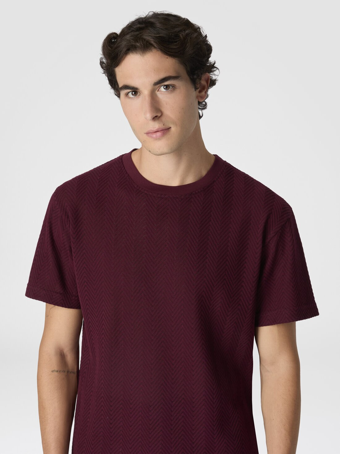 Crew Neck T-Shirt in Cotton-Viscose Raschel - 4