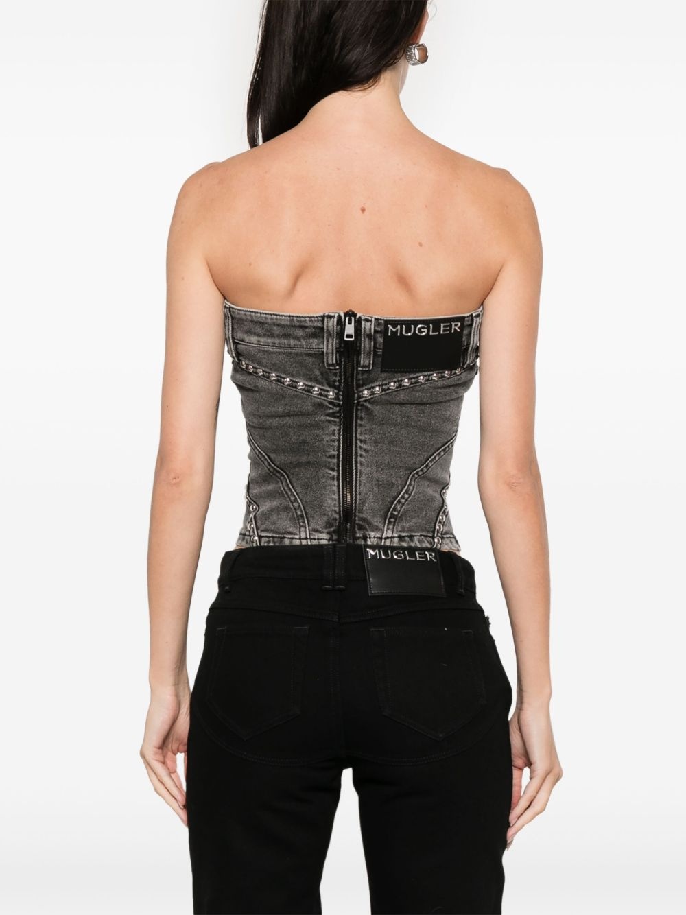 spiral denim studded bustier - 4