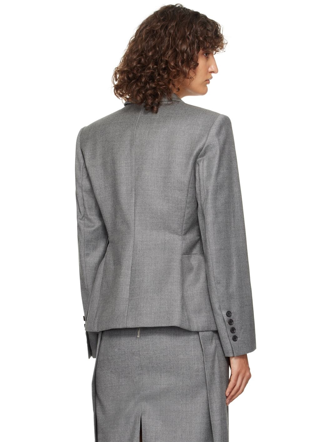 Gray Hourglass Single Blazer - 3