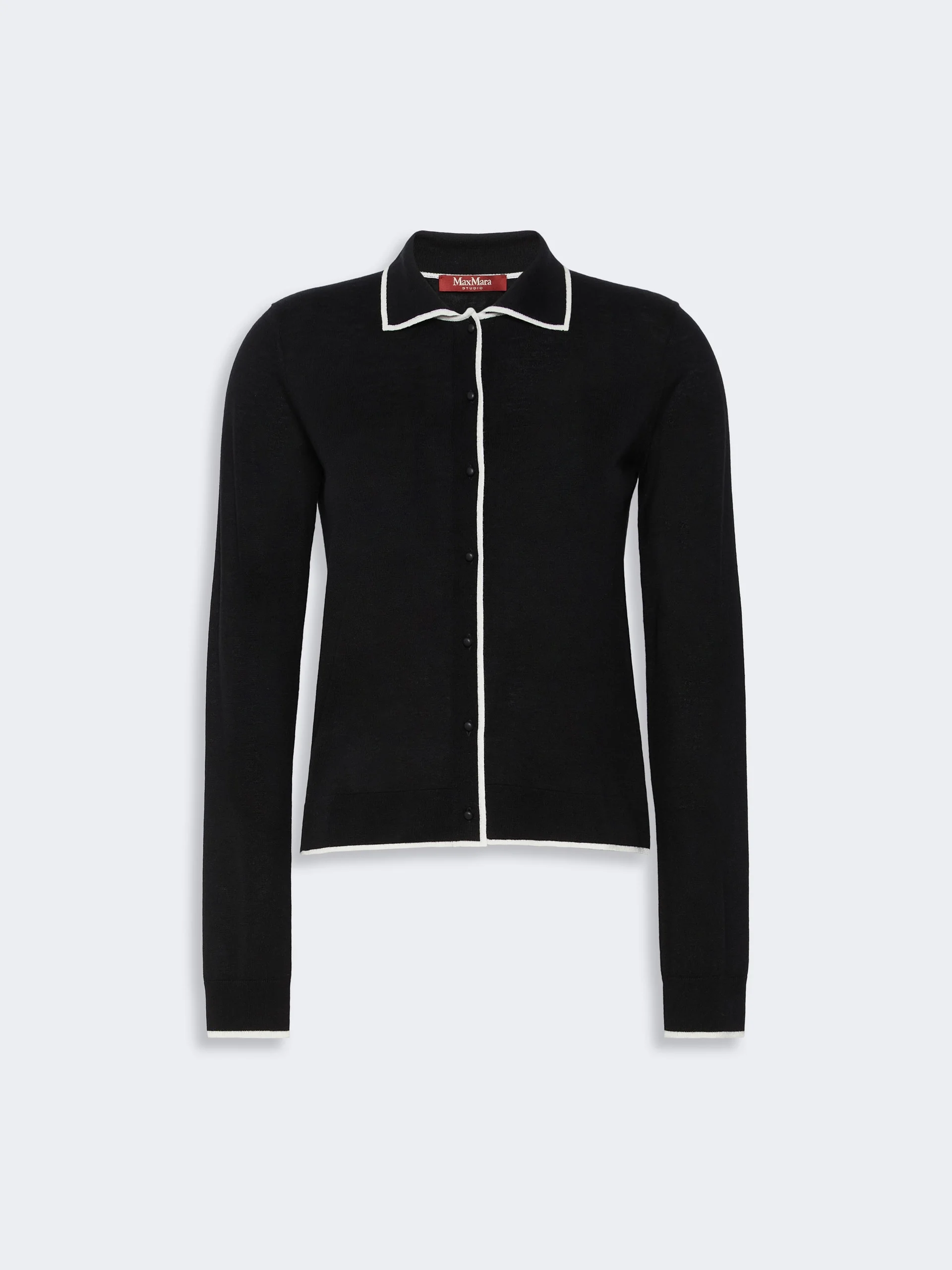 TARGA Wool and silk yarn cardigan - BLACK WHITE - 1