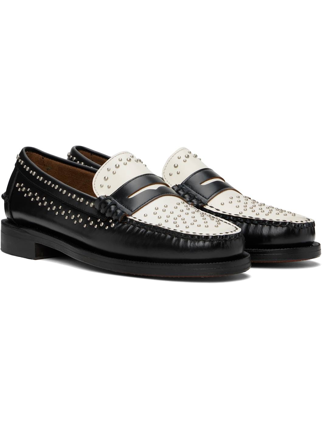 Black & White Dan Studs Loafers - 4