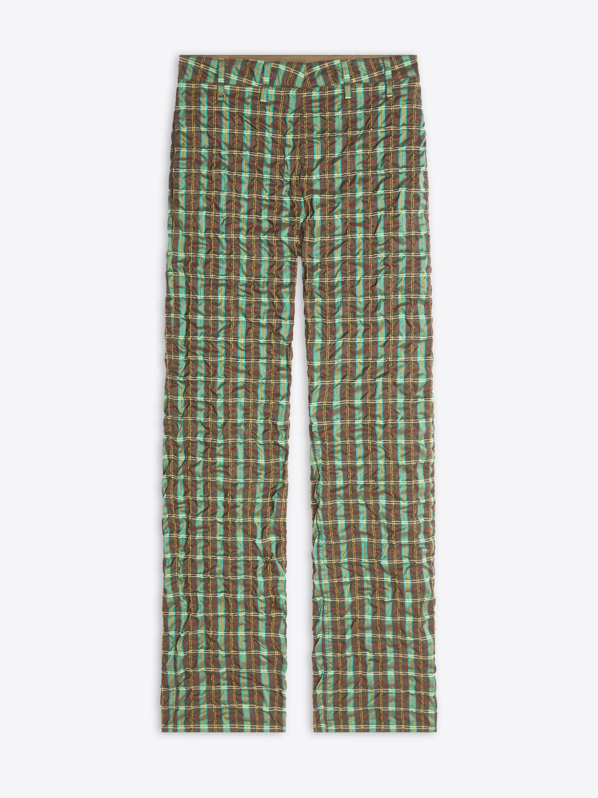 BELTED SEERSUCKER PANTS - 1