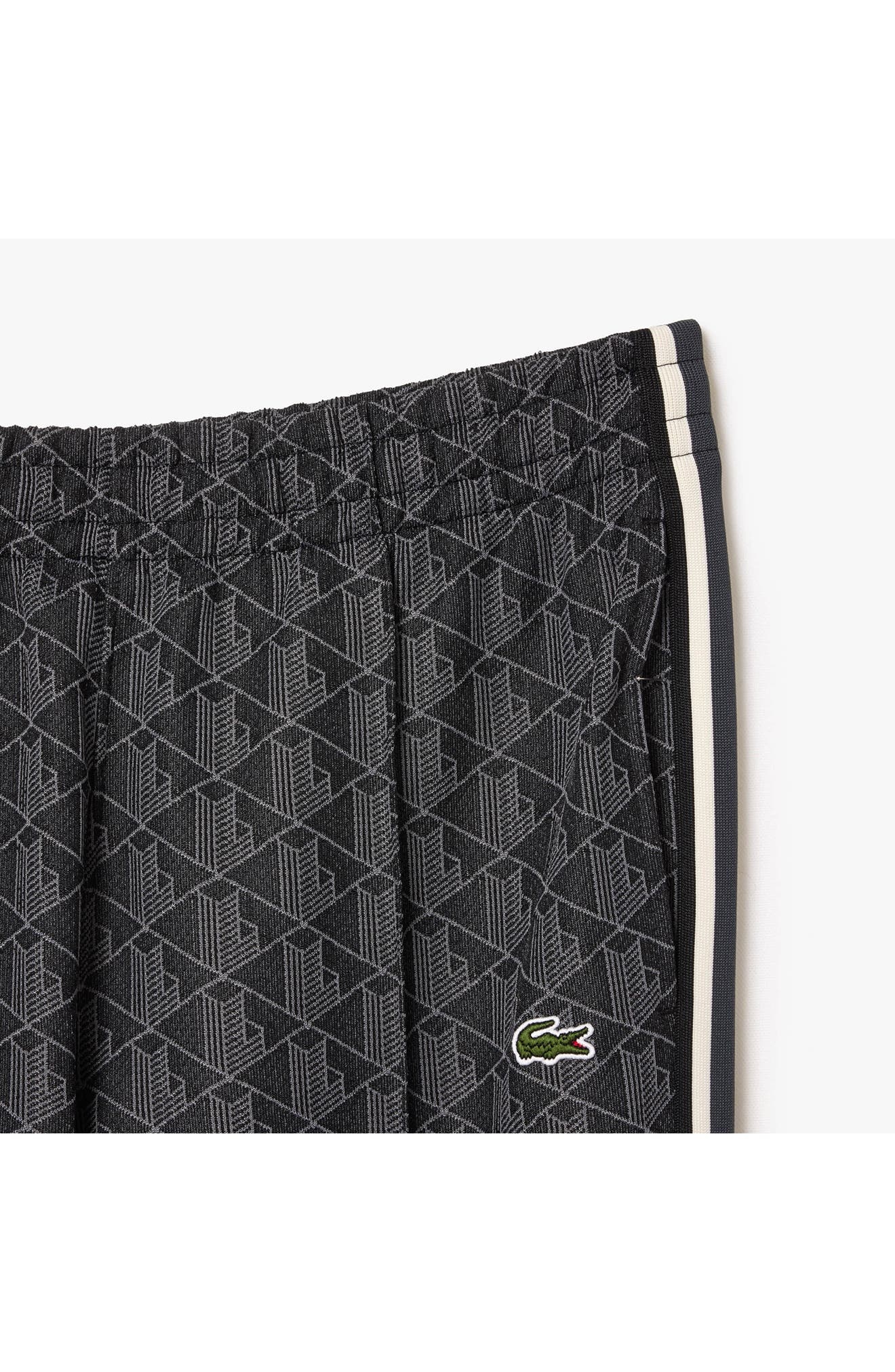 Lacoste Regular Fit Geo Print Track Pants in Black/Graphite at Nordstrom - 6