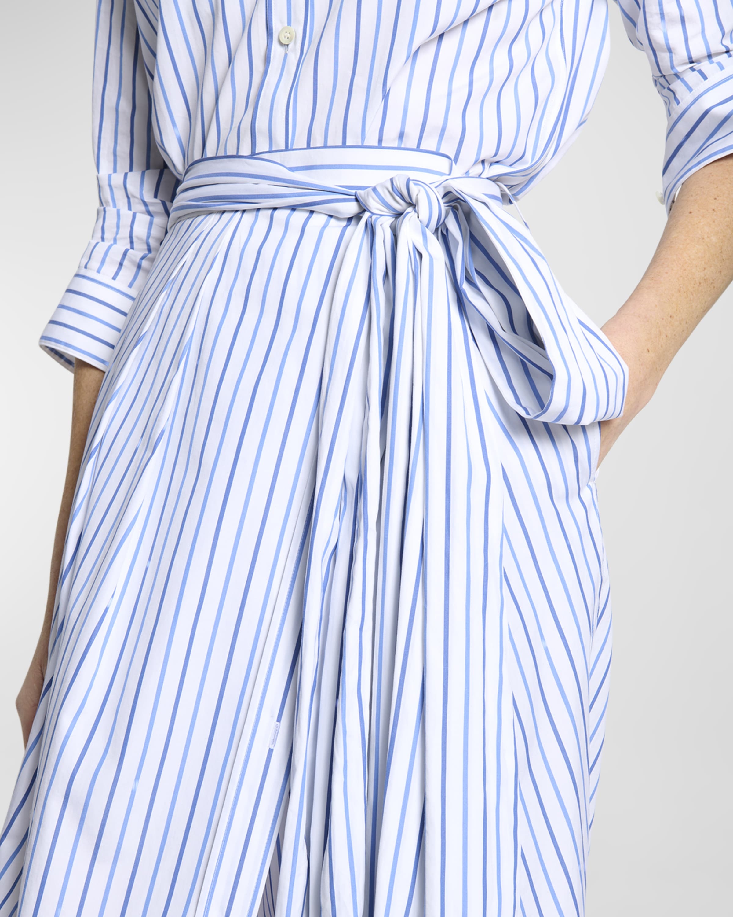 Solada Striped Poplin Midi Wrap Skirt - 6