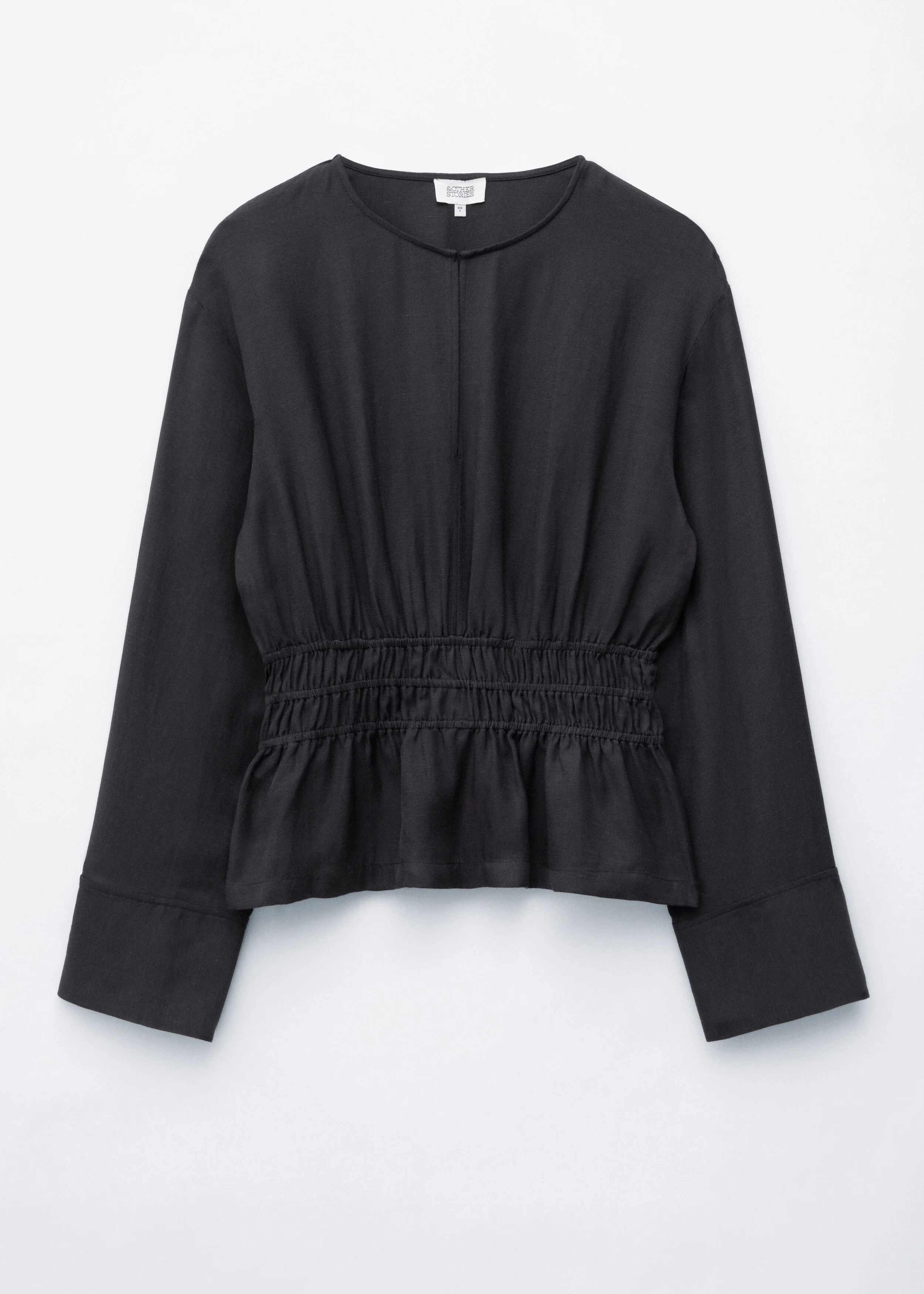 Smocked Waist Linen Blouse - 1