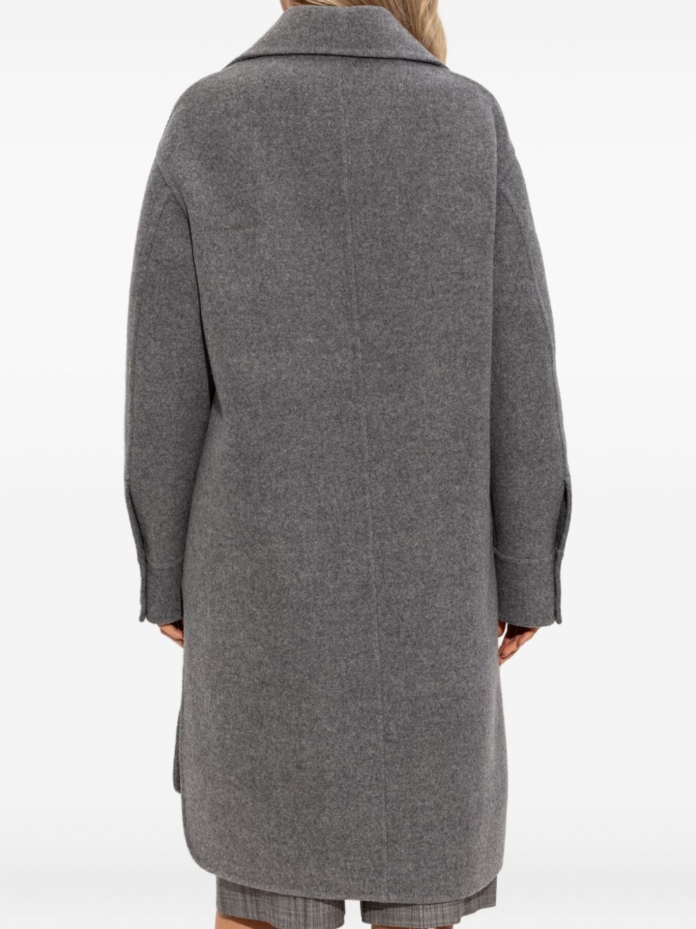 button-fastening wool coat - 4
